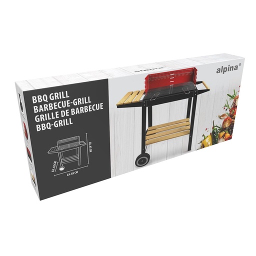 [871125230665] ALPINA Barbecue 83x28x83cm with Grill Surface