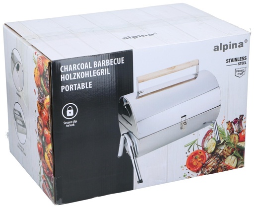 [871125230664] ALPINA Portable Charcoal Barbecue 42x29.5x37cm