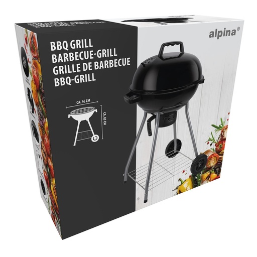 [871125229076] ALPINA BBQ Grill 18 Inch with Lid and Handle
