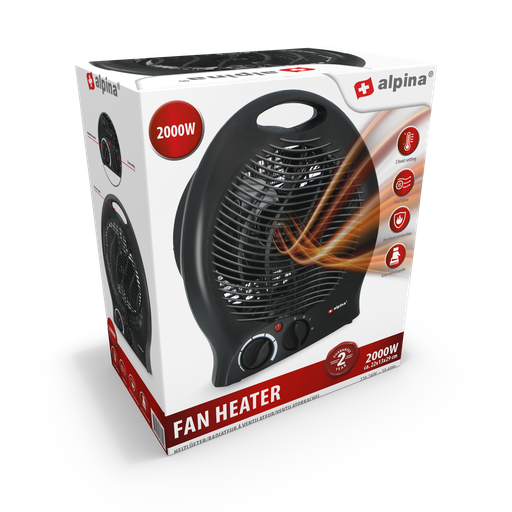 [871125218239] ALPINA Fan Heater 2000W Black