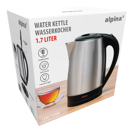 [871125227267] ALPINA Kettle 1.7L 1300-1540W Stainless Steel