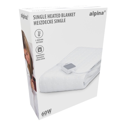 [871125217445] ALPINA Underblanket White 60W 3 Heat Settings 80x150cm