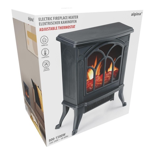 [871125200280] ALPINA Electric Fireplace Heater PTC 750/1500W