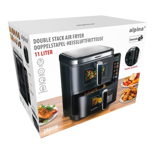 [871125243010] ALPINA Double Air Fryer 2x5.5L 2800W