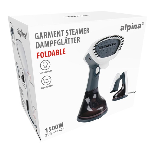 [871125243638] ALPINA Garment Steamer Foldable 230V