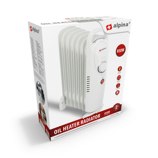 [871125217399] ALPINA Oil Heater 850W 7 Fins