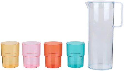 [871125233504] ALPINA Jug With 4 Cups Transparent Ø10x25.9cm