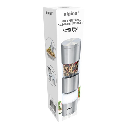 [871125245013] ALPINA Salt and Pepper Mill 4.5x19cm