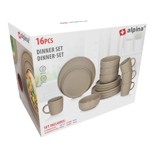 [871125250048] ALPINA Dinnerware Set 16 Pieces Ø26.5cm