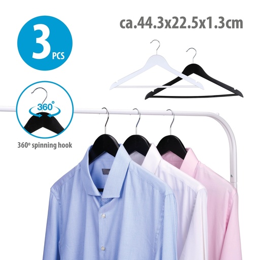 [871125224505] ALPINA Clothes Hangers Black/White 44.3x22.5cm - 2as 3 pcs