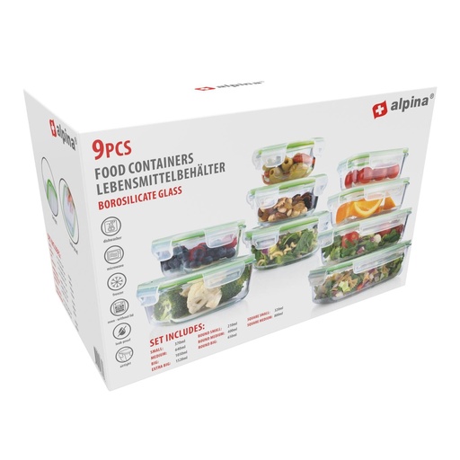 [871125226770] ALPINA Food Container 9 Sizes with Lid