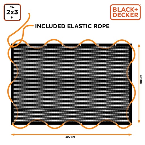 [871125223584] BLACK+DECKER Fine Mesh Trailer Net 2x3m