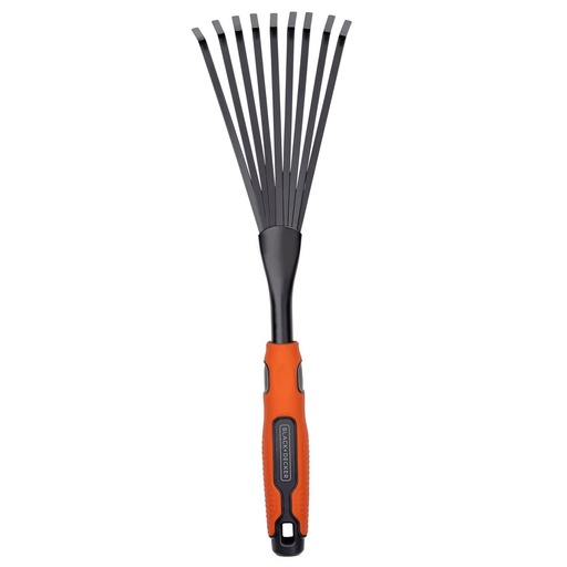 [871125223459] BLACK+DECKER Hand Garden Rake with Flexible Steel Tines – Ideal for Soil & Leaf Work
