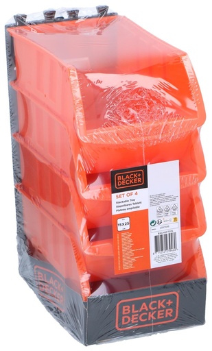 [871125223946] BLACK+DECKER Stackable Storage Tray Orange 24x15cm