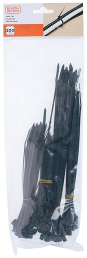 [871125223991] BLACK+DECKER Cable Ties 4 Sizes Black
