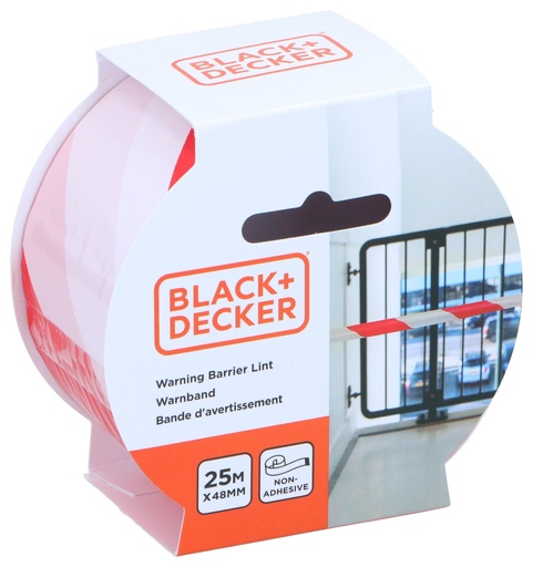 [871125223875] BLACK+DECKER Warning Barrier Tape 25m x 48mm Non-Adhesive