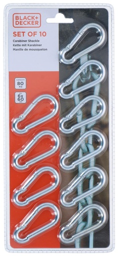 [871125223953] BLACK+DECKER Hook Carabiner 80kg 6x60mm