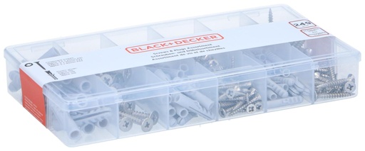 [871125223828] BLACK+DECKER Pozidriv Chipboard Screws and Plugs