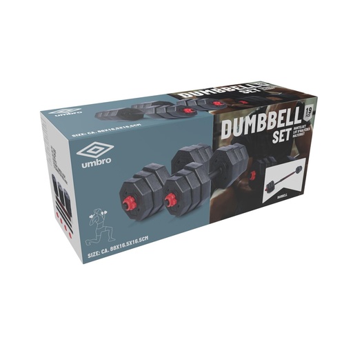 [871125226947] UMBRO Adjustable Dumbbell Set 19.6kg