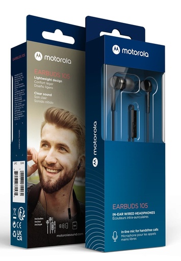 [505537470977] MOTOROLA In-ear earphones with microphone black