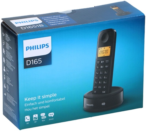[489522910337] PHILIPS Cordless Phone 230V D1651B/01