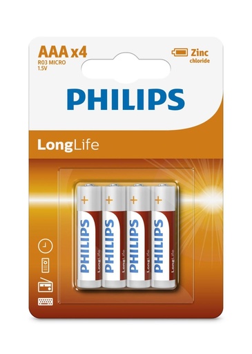 [871258154943] PHILIPS AAA Battery R03 Longlife 1.5V