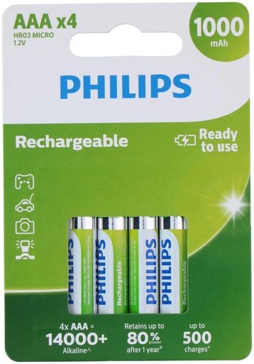 [871258164676] PHILIPS AAA Rechargeable Battery 1.2V 1000mAh