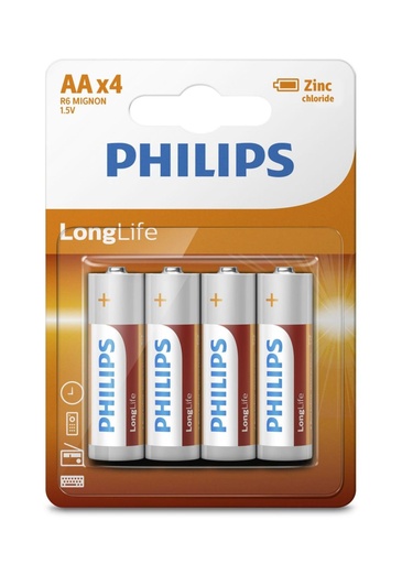 [871258154946] PHILIPS AA Battery R6 Longlife 1.5V