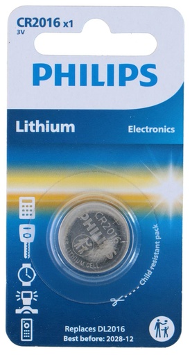[489522910616] PHILIPS Lithium Coin Cell CR2016 3V