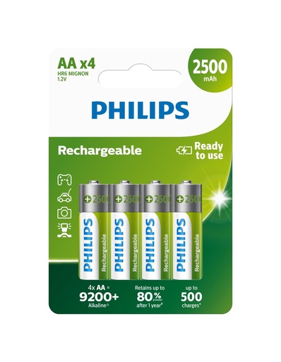 [871258164677] PHILIPS AA Rechargeable Battery 1.2V 2500mAh