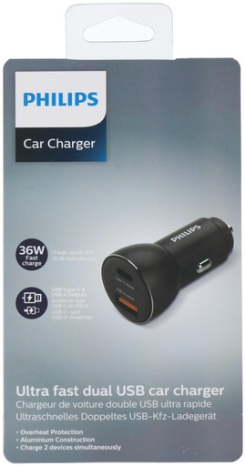 [489522911987] PHILIPS 36W Dual USB Car Charger