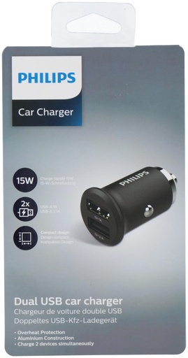 [489522911990] PHILIPS Dual USB Car Charger 15W