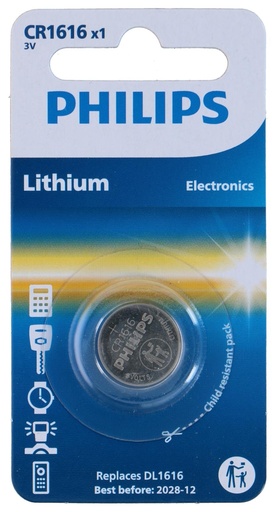 [489522910612] PHILIPS Lithium Coin Cell CR1616 3V