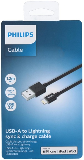 [489522912106] PHILIPS USB-A to Lightning Cable 1.2m