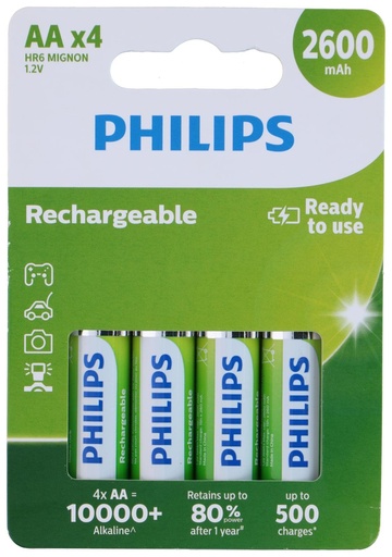 [871089595952] PHILIPS AA Rechargeable Battery 1.2V 2600mAh