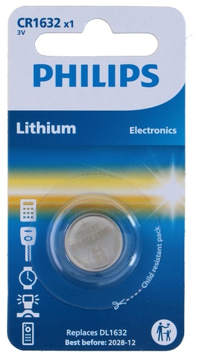 [489522910620] PHILIPS Lithium Coin Cell CR1632 3V
