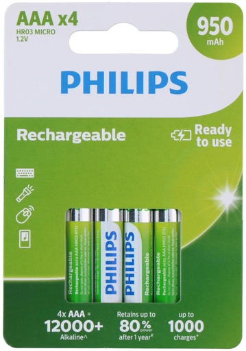 [871258163449] PHILIPS AAA Rechargeable Battery 1.2V 950mAh