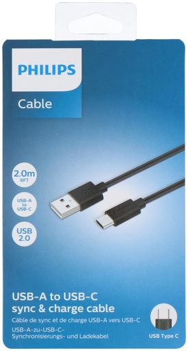 [489522912108] PHILIPS USB-A to USB-C Cable 2m