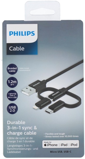 [489522911982] PHILIPS 3-in-1 Charging Cable