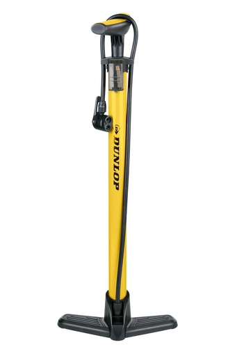 [871125225524] DUNLOP Bicycle Floor Pump with 3 Adapters and 75cm Hose
