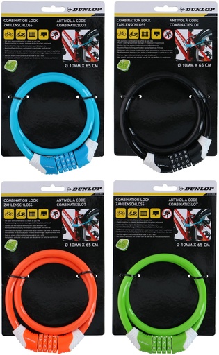 [871125202920] DUNLOP Bike Combination Lock 10x650mm