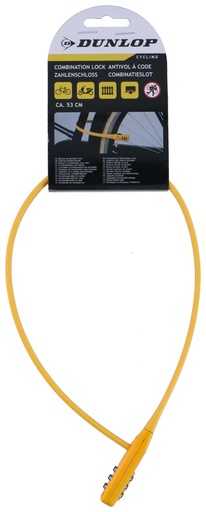 [871125257321] DUNLOP Bike Combination Lock 53cm Yellow