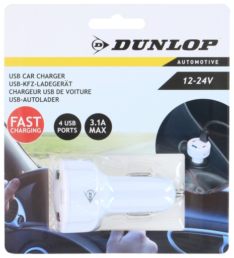 [871125226069] DUNLOP USB Car Charger 4-in-1 with PD 20W