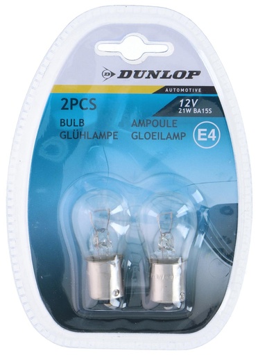 [871125206138] DUNLOP Car Bulb 12V 21W BA15S E4