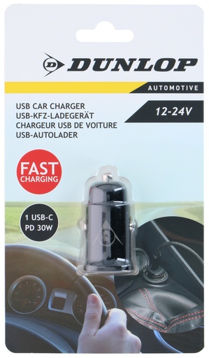 [871125230452] DUNLOP Car Charger 12-24V USB C PD30W