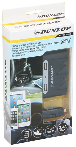 [871125204930] DUNLOP Socket 3x 12-24V and 2x USB Ports