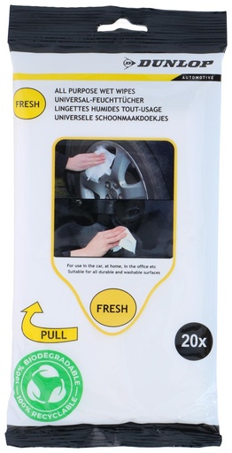 [871125223309] DUNLOP Multi Cleaner Wet Cleaning Wipes