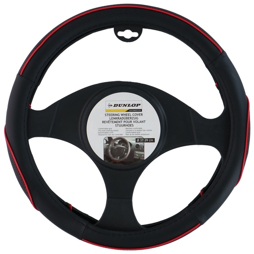 [871125241780] DUNLOP Steering Wheel Cover 38cm Black/Red