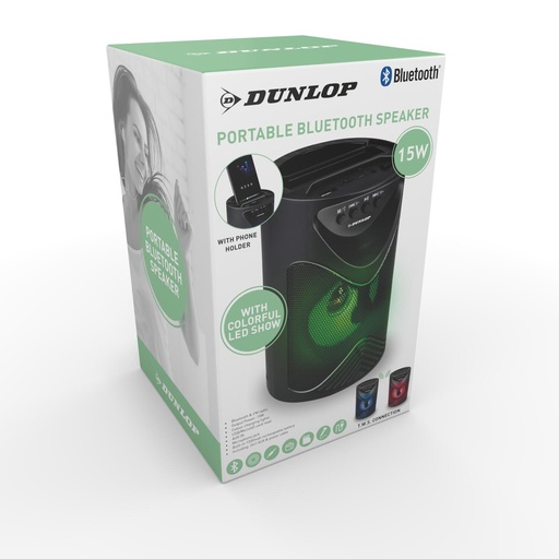 [871125219625] DUNLOP TWS Bluetooth Speaker USB 5W 12x12x18cm