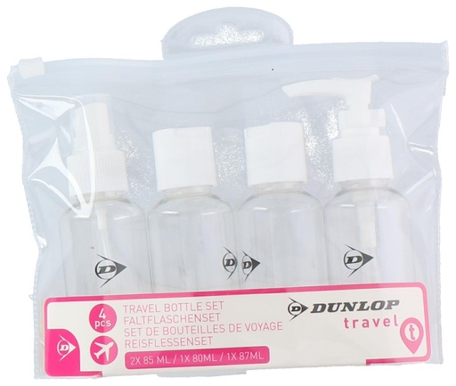 [871125210301] DUNLOP Travel Bottles Clear 85ml/80ml/87ml